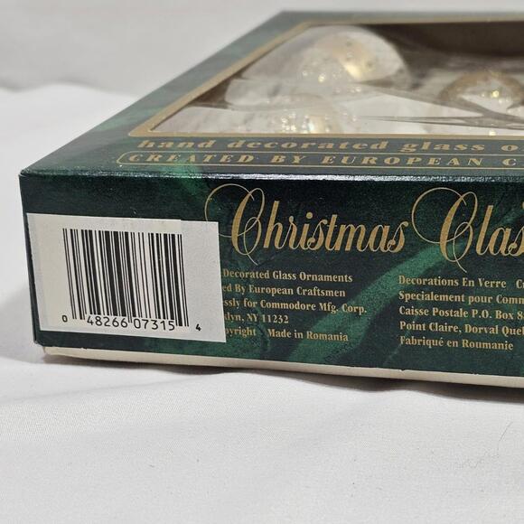 8 Vintage Commodore Hand Decorated In Romania Glass Christmas Ornaments - Picture 12 of 12